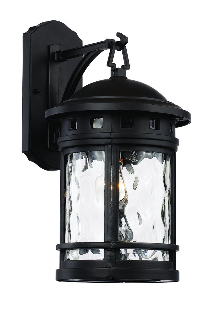1LT WALL LANTERN-MD-WATER-BK